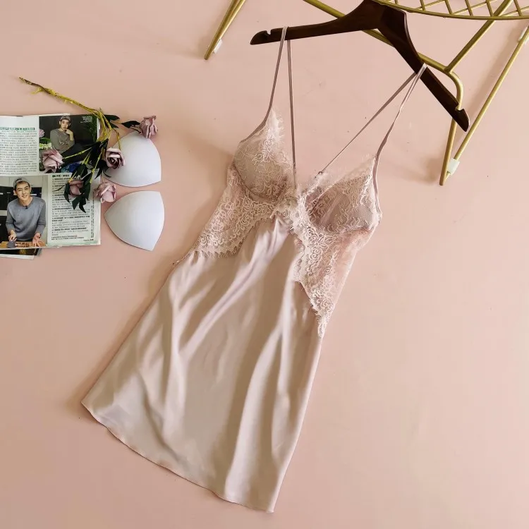 Women Suspender Nightdress Sexy Lace Mini V-Neck Nightgown Sleepwear Summer Thin Silky Satin Nightwear Bathrobe Yellow Homewear
Women Suspender Nightdress Sexy Lace Mini V-Neck Nightgown Sleepwear Summer Thin Silky Satin Nightwear Bathrobe Yellow Homewear