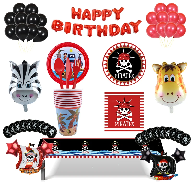 Pirate Theme Party Decoration Disposable Tableware Paper Cup Plate Aluminum Film Balloon Birthday Party Supplies Baby Shower
Pirate Theme Party Decoration Disposable Tableware Paper Cup Plate Aluminum Film Balloon Birthday Party Supplies Baby Shower