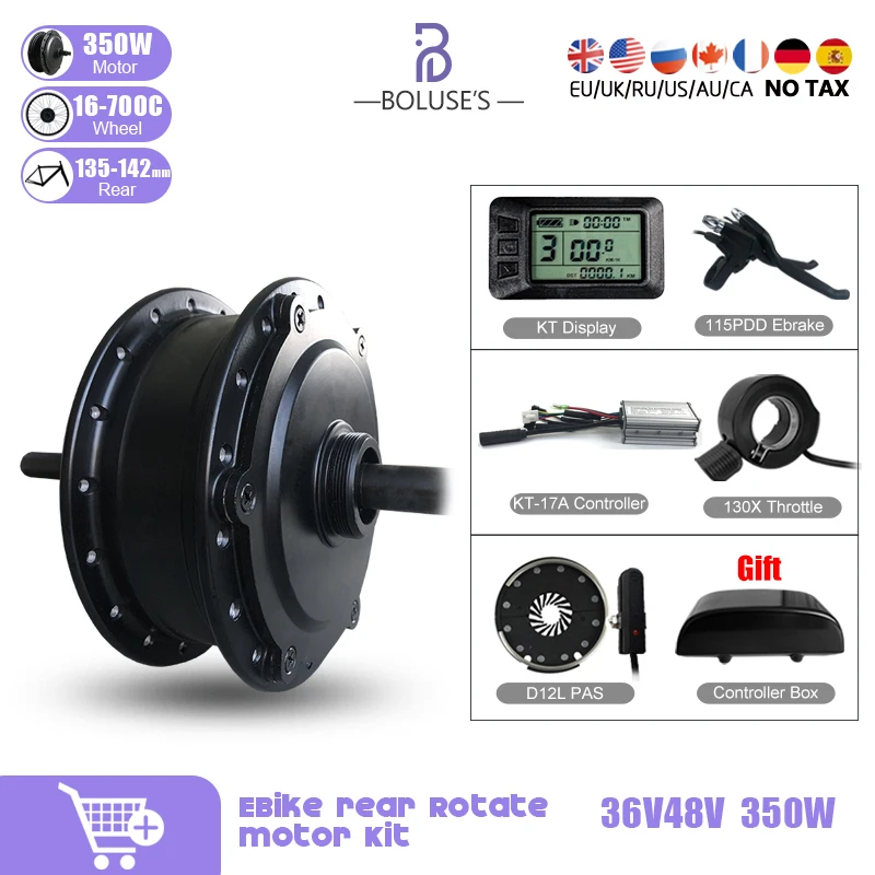 

36V48V350W Rear Rotate Wheel Hub Motor 16/20/24/26/27.5/28/29Inch700C Rear Drive For Electric Bicycle Conversion Kit Without Rim