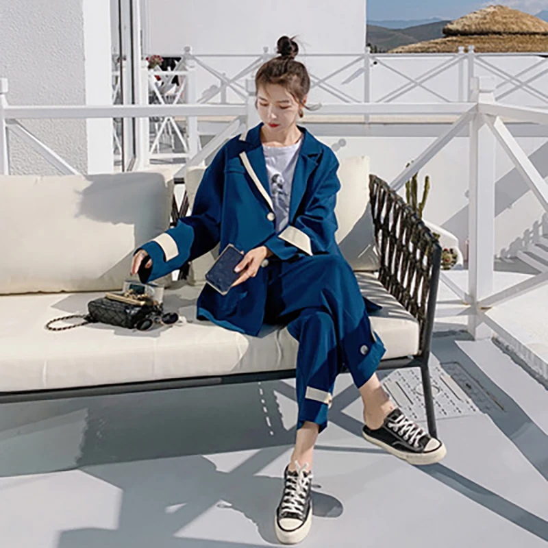 Women's Spring 2021 New Casual Fashion Trouser Suit Korean Style Small Suit Trendy Two-piece Suit Female British Style 
Women's Spring 2021 New Casual Fashion Trouser Suit Korean Style Small Suit Trendy Two-piece Suit Female British Style