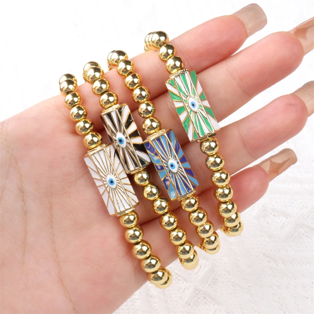 Trendy Simple Evil Eye 6mm Copper Gold Plated Metal Beaded Bracelet Fashion Turkish Eye Bracelet For Women Girl Gift Accessories
Trendy Simple Evil Eye 6mm Copper Gold Plated Metal Beaded Bracelet Fashion Turkish Eye Bracelet For Women Girl Gift Accessories