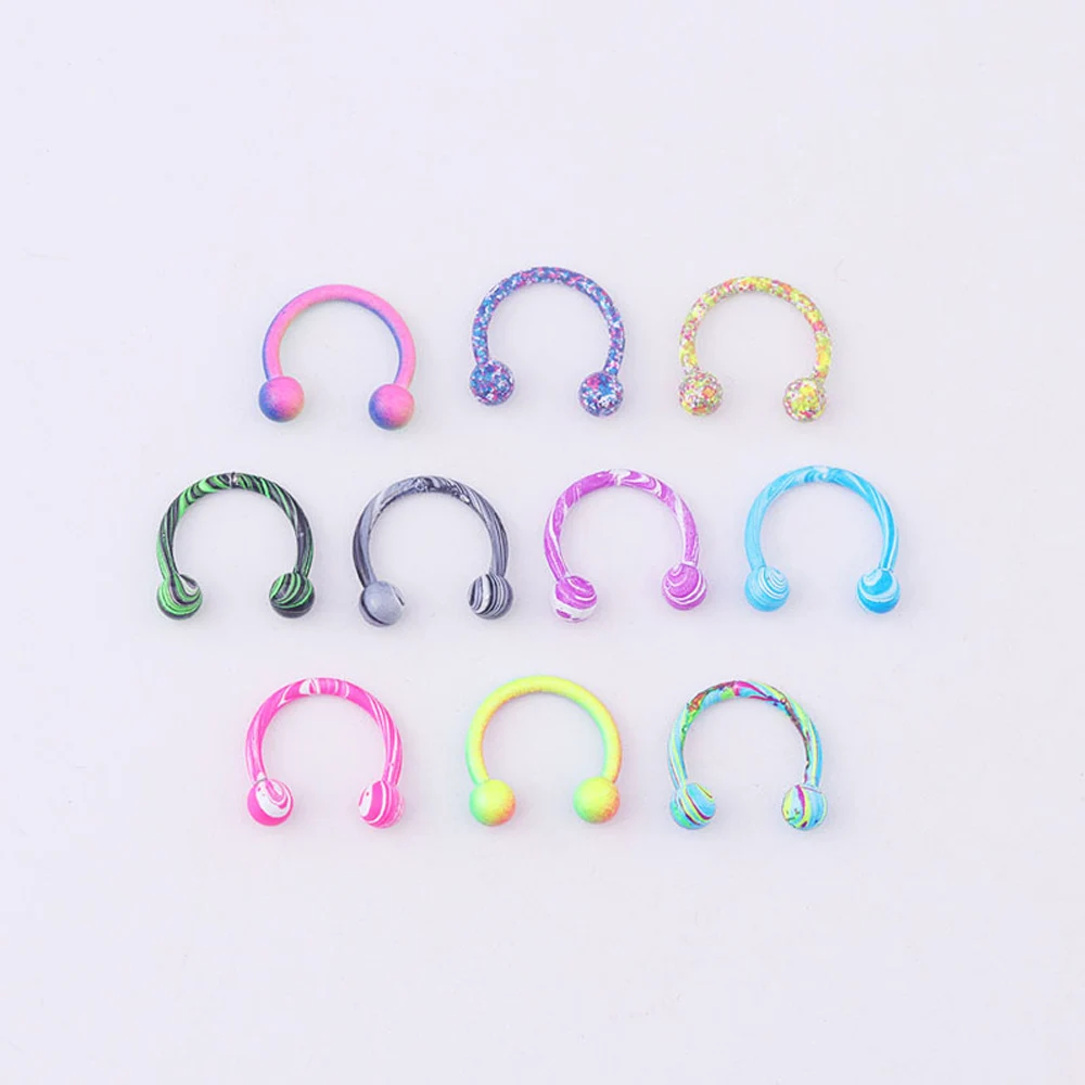 10 Pcs/Set Sphere Stainless Steel U Shape Nose Ring Piercing Horseshoe Spike Baking Paint Water Pattern Color Septum Piercing
10 Pcs/Set Sphere Stainless Steel U Shape Nose Ring Piercing Horseshoe Spike Baking Paint Water Pattern Color Septum Piercing