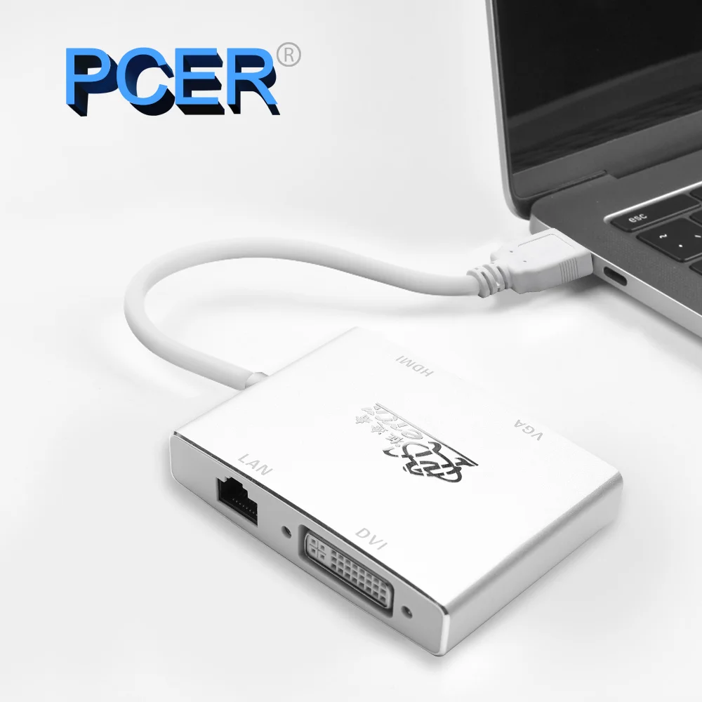 USB 3 0 концентратор к HDMI VGA DVI LAN док станция многоцелевой адаптер конвертер для