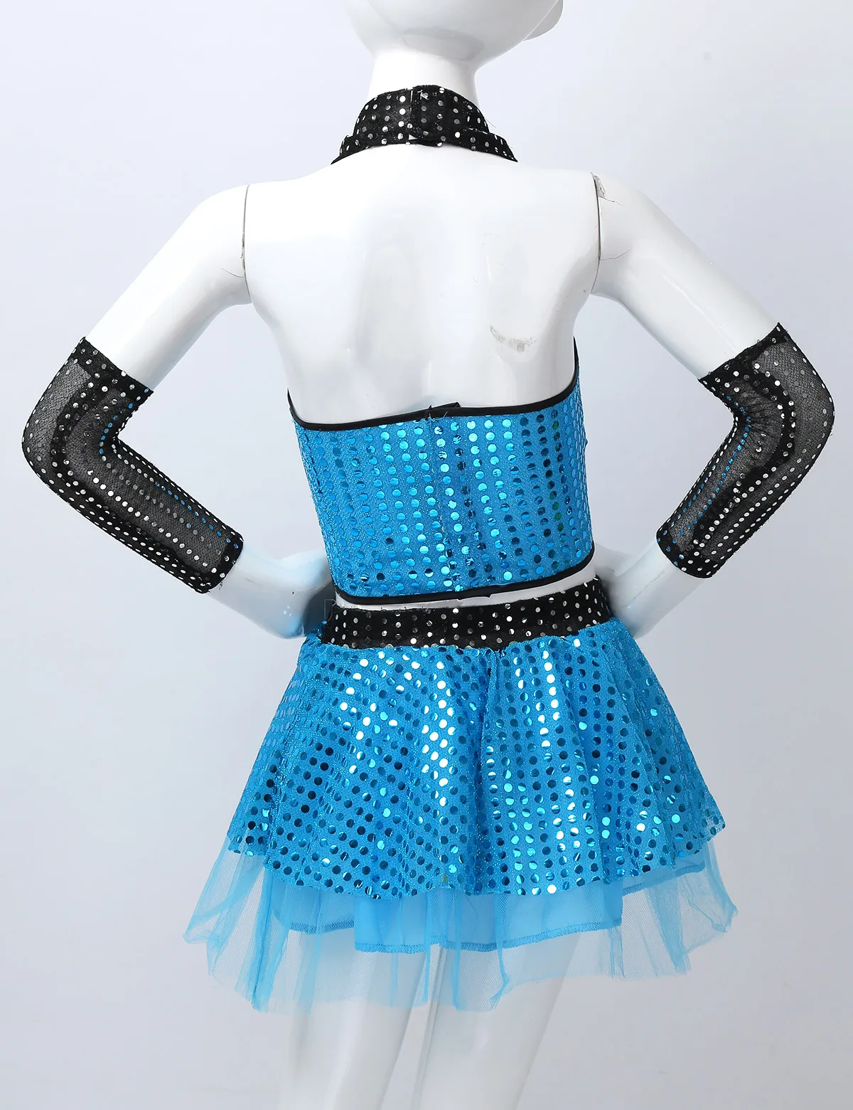 Kids Girls Jazz Waltz Modern Dance Costume Outfit Sparkly Sequins Sleeveless Crop Top with Mesh Tutu Dress and Arm Sleeves Set
Kids Girls Jazz Waltz Modern Dance Costume Outfit Sparkly Sequins Sleeveless Crop Top with Mesh Tutu Dress and Arm Sleeves Set
