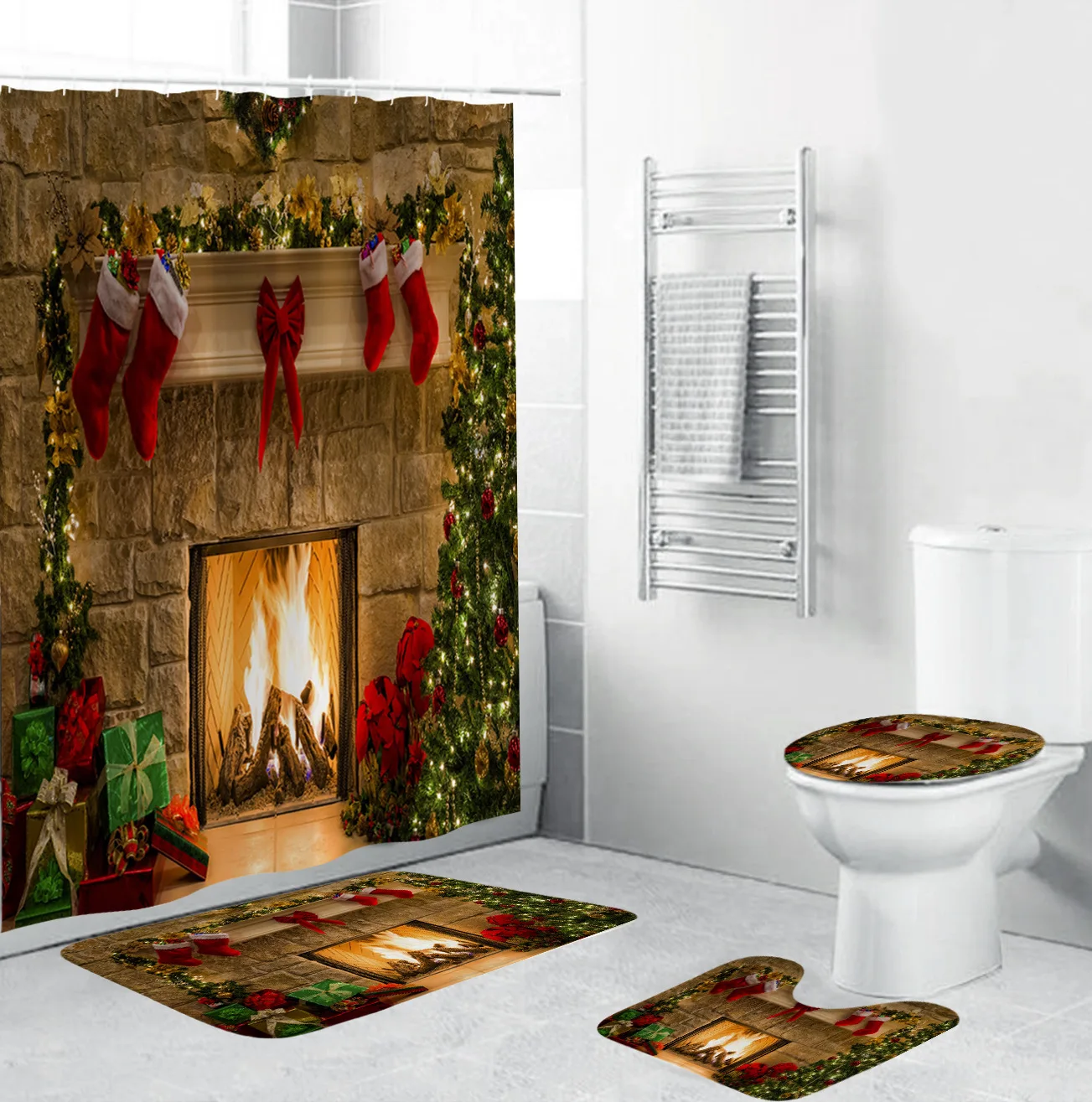Christmas Trees Printed Shower Curtains for Bathroom Bathing Screen with Anti-slip Mat Carpet Toilet Partition Home Decor
Christmas Trees Printed Shower Curtains for Bathroom Bathing Screen with Anti-slip Mat Carpet Toilet Partition Home Decor