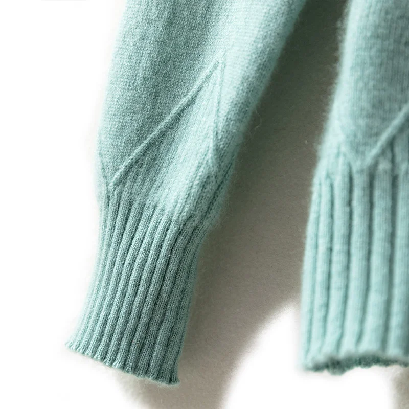 Women's Knitted Sweater,100% Pure Wool Pullover,Half-Height Hollow,Spring Autumn New,Loose Long Sleeves,All-Match Bottoming Tops 
Women's Knitted Sweater,100% Pure Wool Pullover,Half-Height Hollow,Spring Autumn New,Loose Long Sleeves,All-Match Bottoming Tops