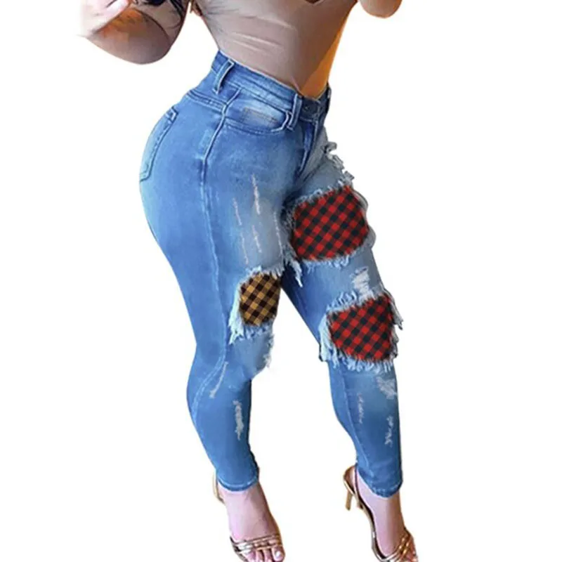Women Plaid Patchwork Jeans Fashion Skinny Tassel Ripped Jeans for Women Casual Slim High Waist Denim Pants Streetwear
Women Plaid Patchwork Jeans Fashion Skinny Tassel Ripped Jeans for Women Casual Slim High Waist Denim Pants Streetwear