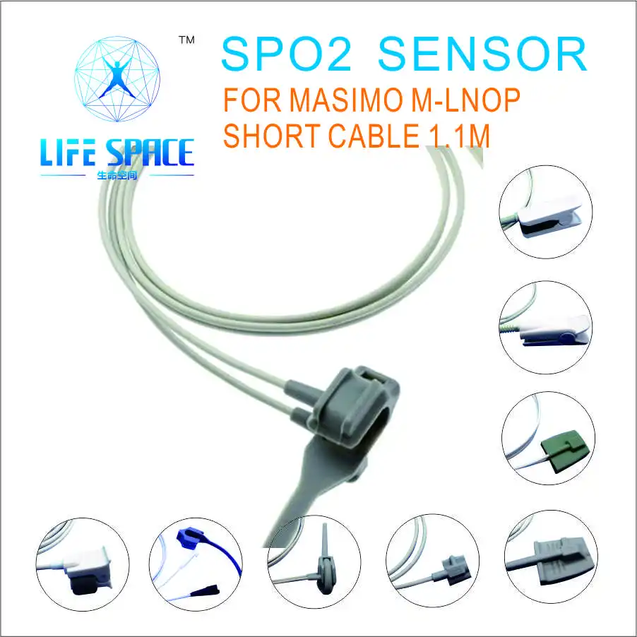

High quality Wholesale Short Cable 1.1M Child Neonate Reusable Oxygen Spo2 Sensor For MASIMO M-LNOP patient monitor