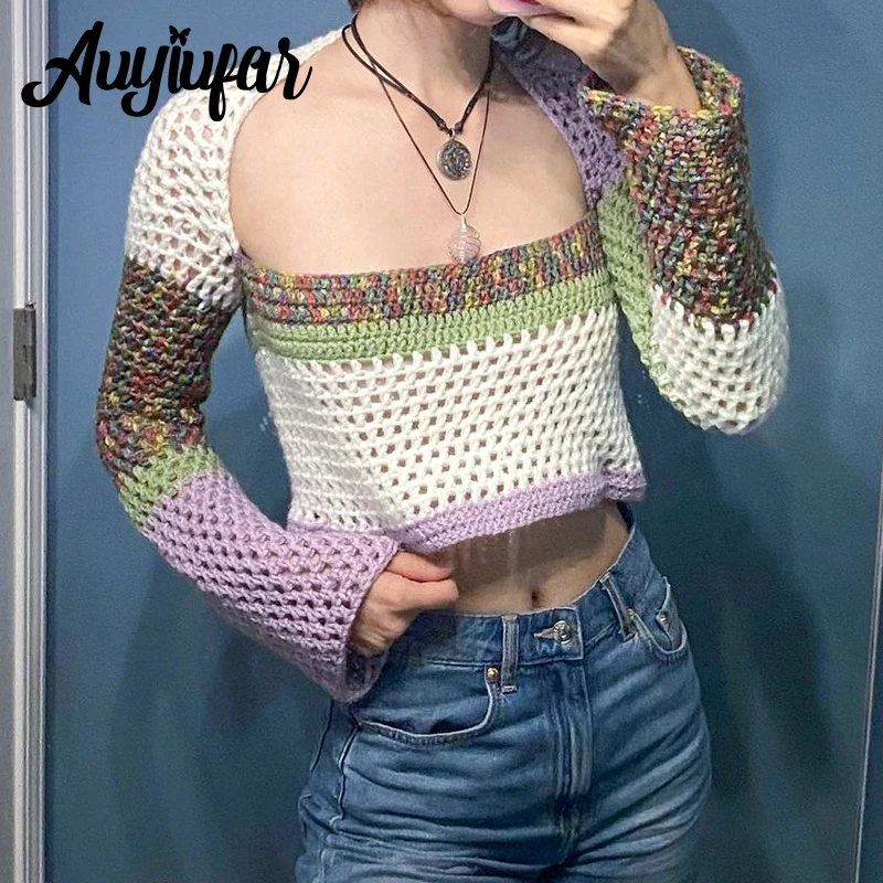 Auyiufar Colorblocking Fairy Grunge Knitted Top Hollow Out Square Collar Patchwork Sweaters Elfcore Cropped Sexy Loose Pullover
Auyiufar Colorblocking Fairy Grunge Knitted Top Hollow Out Square Collar Patchwork Sweaters Elfcore Cropped Sexy Loose Pullover