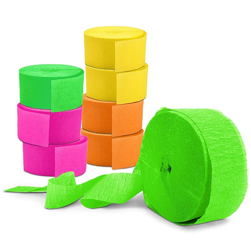 Party Ribbon Decoration-Neon Crepe Paper-Black Light Party Supplies and Accessories Fluorescent-8 Packs
Party Ribbon Decoration-Neon Crepe Paper-Black Light Party Supplies and Accessories Fluorescent-8 Packs