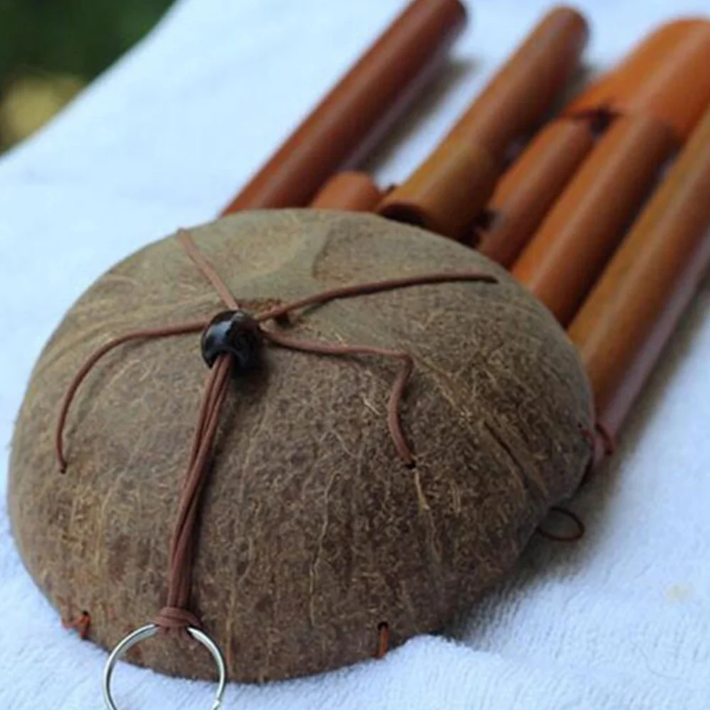 1x Wind Chime Natural Bamboo Coconut Shell For Patio Garden 71*112*12cm