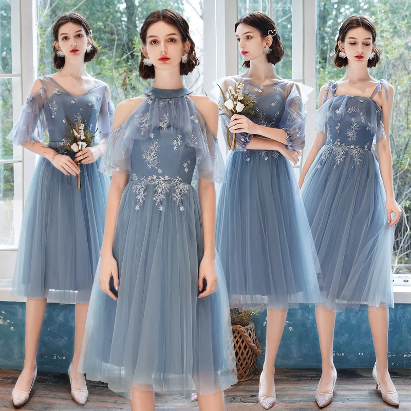 Bridesmaids Dress Luxury Pink A-Line Knee-Length Spaghetti Straps Strapless Embroidery Lace Tulle Women Wedding Party Gown E132
Bridesmaids Dress Luxury Pink A-Line Knee-Length Spaghetti Straps Strapless Embroidery Lace Tulle Women Wedding Party Gown E132