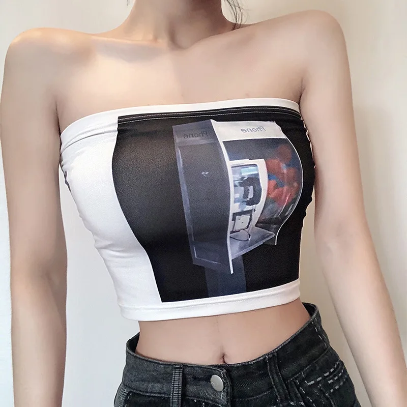 Camisole Strapless Girls Tank Tops Slim Navel Print Sexy Wrapped Chest Sleeveless Open Back Breathable Stretch Crop Tops Women
Camisole Strapless Girls Tank Tops Slim Navel Print Sexy Wrapped Chest Sleeveless Open Back Breathable Stretch Crop Tops Women