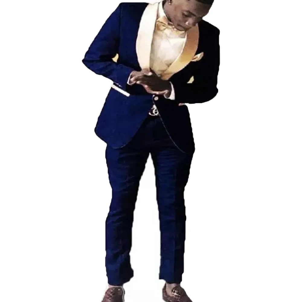 Groomsmen Royal Blue Groom Tuxedos Shawl Gold Lapel Men Suits 2 Pieces Wedding Bridegroom ( Jacket+Trousers+Tie)
Groomsmen Royal Blue Groom Tuxedos Shawl Gold Lapel Men Suits 2 Pieces Wedding Bridegroom ( Jacket+Trousers+Tie)
