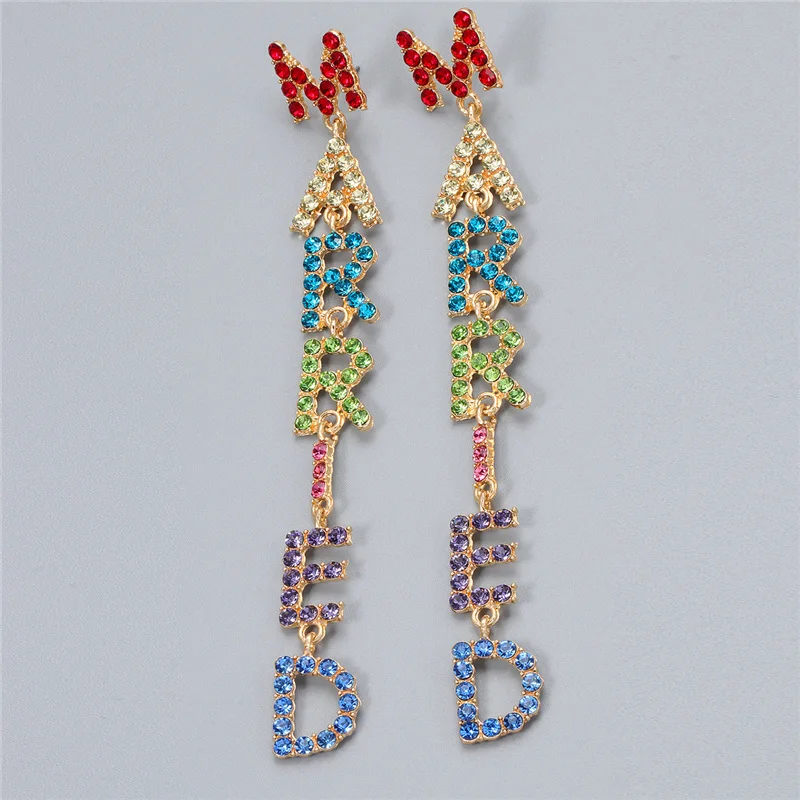 JUJIA Fashion Jewelry Exaggerated Creative Letters MARRIED Colorful Women's Statement Long Drop Earrings
JUJIA Fashion Jewelry Exaggerated Creative Letters MARRIED Colorful Women's Statement Long Drop Earrings