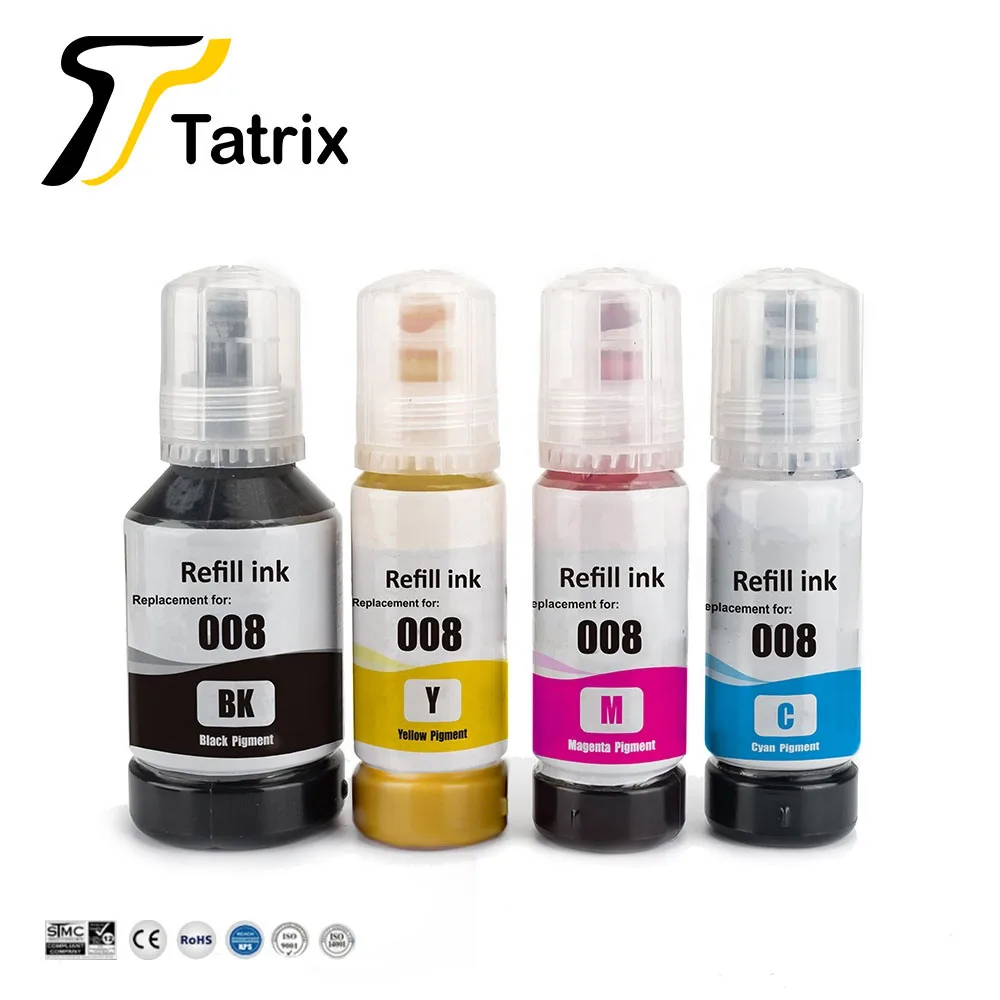 Tatrix high quality 008 T008 Compatible Color Bulk Bottle Water Based Refill Ink for Epson Ecotank L6570 L15150 L15160 Printer
Tatrix high quality 008 T008 Compatible Color Bulk Bottle Water Based Refill Ink for Epson Ecotank L6570 L15150 L15160 Printer