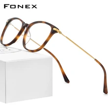 FONEX Titanium Optical Glasses Frame Men 2021 Retro Round Prescription Eyeglasses Women Myopia Acetate Spectacles Eyewear F85667