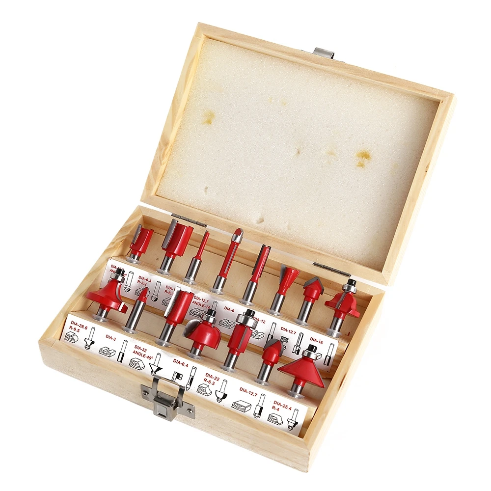 15pc/Lot 1/4 6.35mm Shank Milling Cutter Router Bit Carbide Wood Cutter Mill Woodworking Trimming Engraving Carving Cutting Tool
15pc/Lot 1/4 6.35mm Shank Milling Cutter Router Bit Carbide Wood Cutter Mill Woodworking Trimming Engraving Carving Cutting Tool