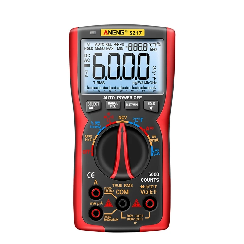 ANENG SZ17 Digital Multimeter 6000 Professional True RMS Analog Tester Multimetro DIY Transistor Capacitor NCV Testers Lcr Meter
ANENG SZ17 Digital Multimeter 6000 Professional True RMS Analog Tester Multimetro DIY Transistor Capacitor NCV Testers Lcr Meter