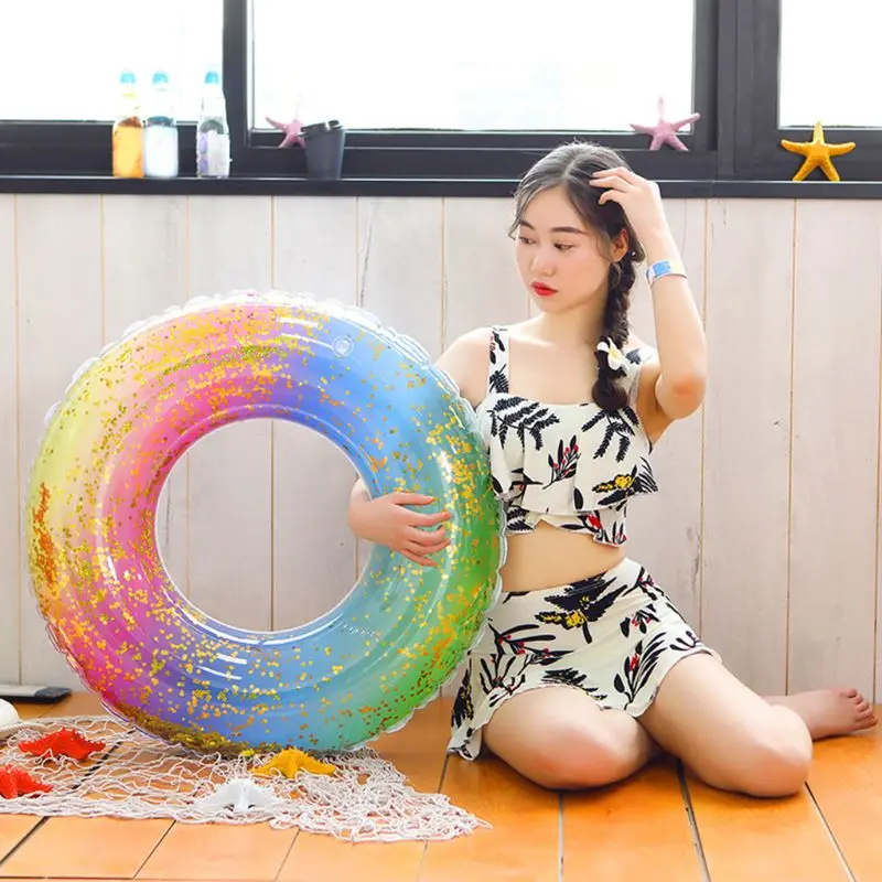 Gitter Sequined Rainbow Gradient Inflatable Swimming Ring Pool Floats Translucent Water Circle Summer Beach Party Toys
Gitter Sequined Rainbow Gradient Inflatable Swimming Ring Pool Floats Translucent Water Circle Summer Beach Party Toys