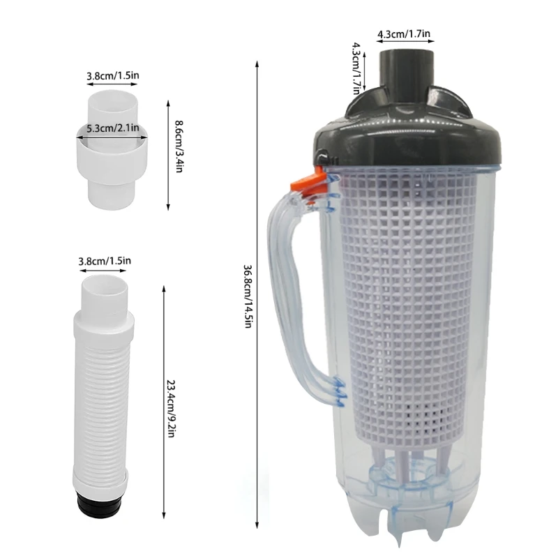 Swimming Pool Leaf Canister Automatic Vacuum Suction Cleaners with Mesh Basket Durable with Hose Connector Adapter
Swimming Pool Leaf Canister Automatic Vacuum Suction Cleaners with Mesh Basket Durable with Hose Connector Adapter