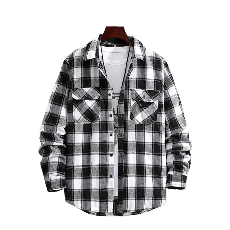 Men's Casual Autumn Long Sleeve Plaid Shirts 2021 Fashion Loose Turn-down Collar Buttoned Cardigan Tops Harajuku Men Streetwear
Men's Casual Autumn Long Sleeve Plaid Shirts 2021 Fashion Loose Turn-down Collar Buttoned Cardigan Tops Harajuku Men Streetwear