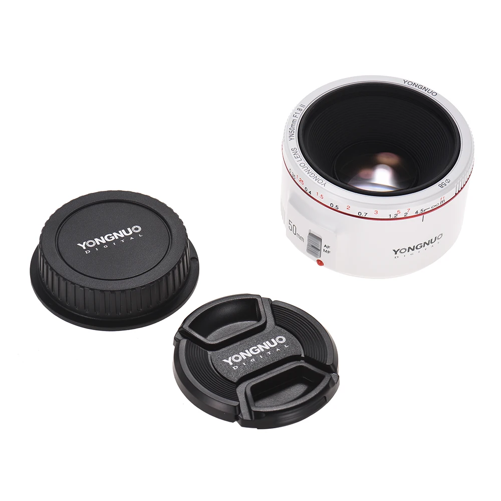 YONGNUO YN50mm F1.8 II Lens AF/MF Standard Prime Large Aperture Auto Focus Lens for Canon EOS 70D 5D2 5D3 600D DSLR Camera
YONGNUO YN50mm F1.8 II Lens AF/MF Standard Prime Large Aperture Auto Focus Lens for Canon EOS 70D 5D2 5D3 600D DSLR Camera