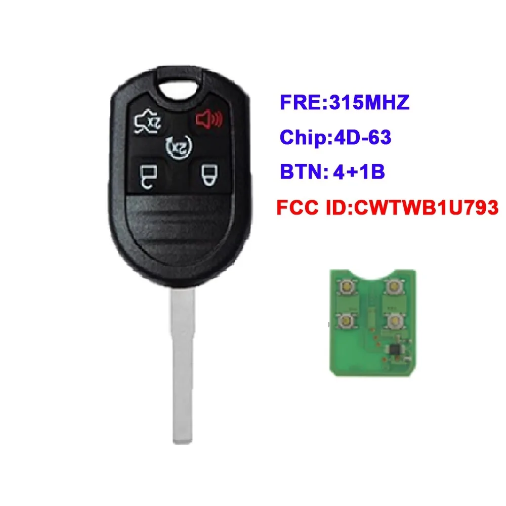 XNRKEY 4+1 Button Remote Key 4D63 Chip 315Mhz for Ford Expedition F250-350 Mustang 2011-2013 Car Key Replacement
XNRKEY 4+1 Button Remote Key 4D63 Chip 315Mhz for Ford Expedition F250-350 Mustang 2011-2013 Car Key Replacement