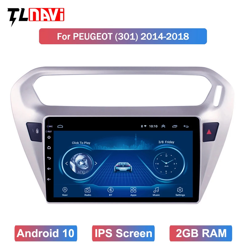 Автомобильный DVD-плеер на Android 10 мультимедийная система с GPS-навигацией для peugeot 301