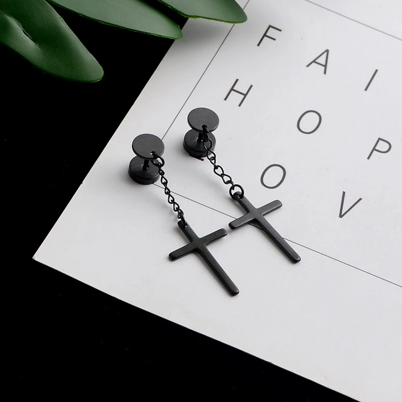 1Pcs Stainless Steel Ear Piercing Jewelry Cool Punk Rock Chain Cross Feather Drop Dangle Earrings For Men And Women Gift
1Pcs Stainless Steel Ear Piercing Jewelry Cool Punk Rock Chain Cross Feather Drop Dangle Earrings For Men And Women Gift