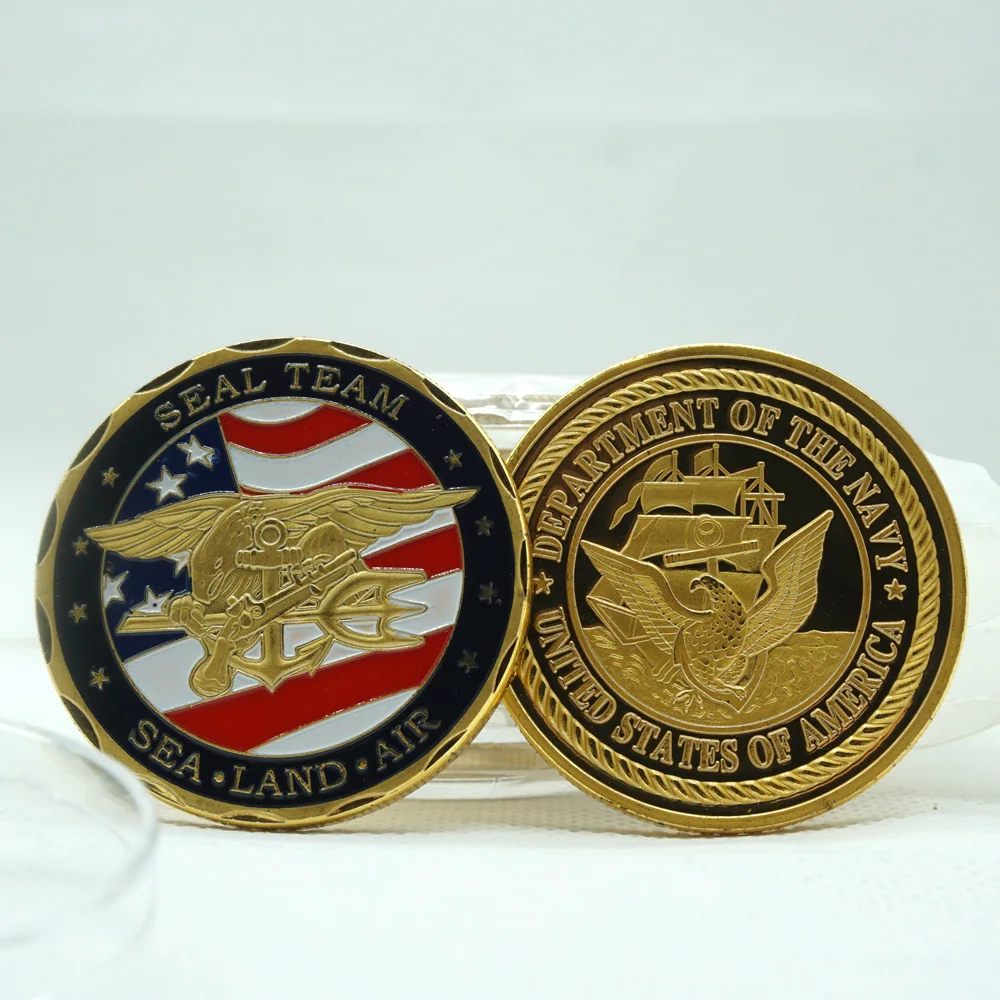 10PCS High Quality Gold Plated Souvenir Coin USA Sea Land Air Of Seal Team Challenge Coins Department Of The Navy Military Coin
10PCS High Quality Gold Plated Souvenir Coin USA Sea Land Air Of Seal Team Challenge Coins Department Of The Navy Military Coin