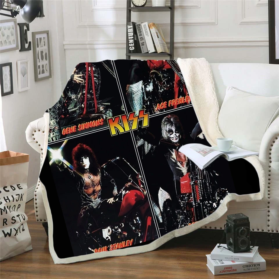 

KISS 3d printed fleece blanket for Beds Hiking Picnic Thick Quilt Fashionable Bedspread Fleece Throw Blanket style-6