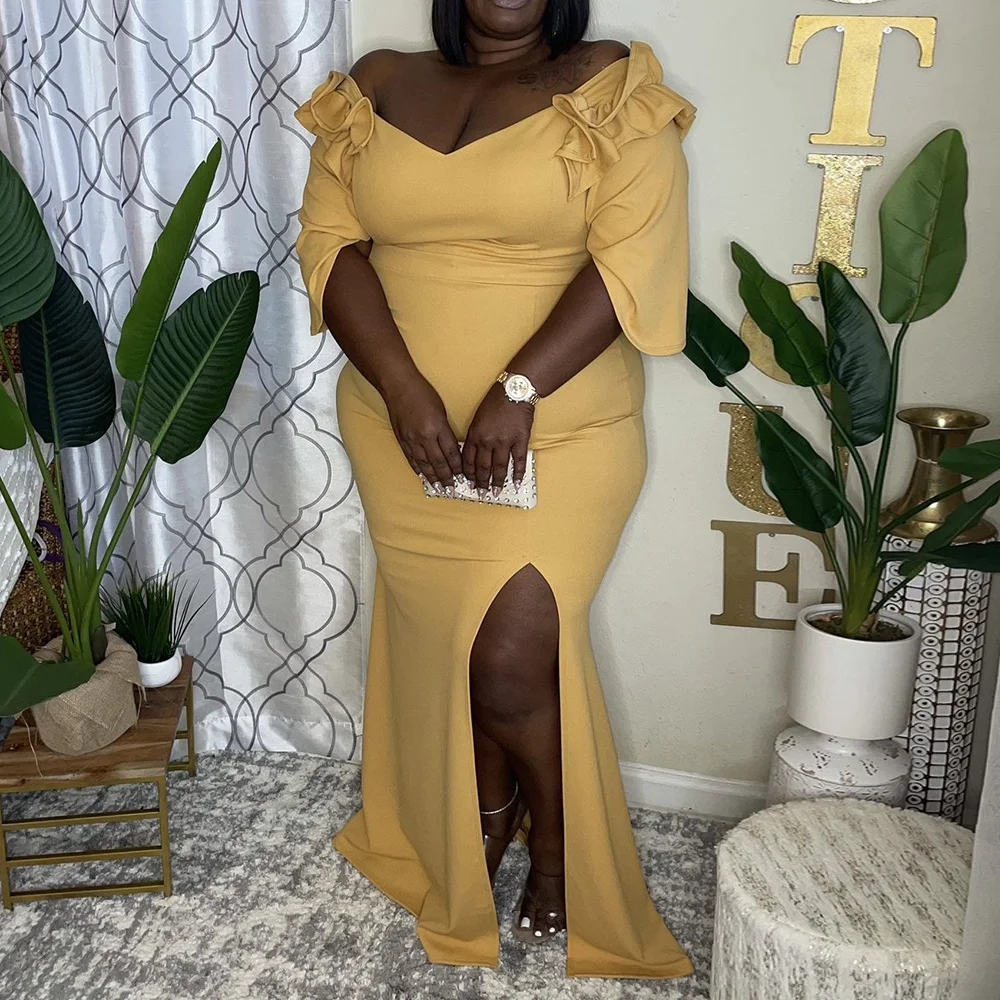 Женское платье-Русалка с V-образным вырезом и высокой талией
Женское платье-Русалка с V-образным вырезом и высокой талией