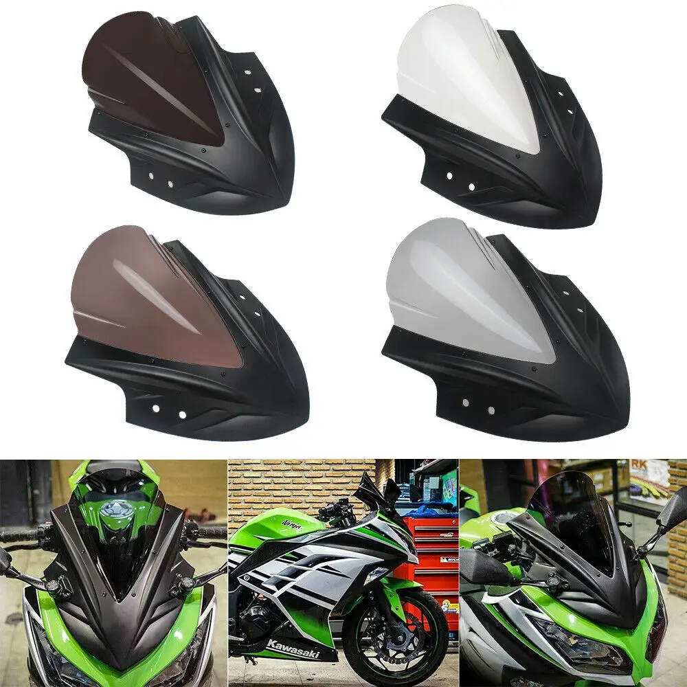 Front Windshield Windscreen For KAWASAKI NINJA 250 300 2013-2018 NINJA 400 2018 2019 2020 Motorcycle Plastic 
Front Windshield Windscreen For KAWASAKI NINJA 250 300 2013-2018 NINJA 400 2018 2019 2020 Motorcycle Plastic