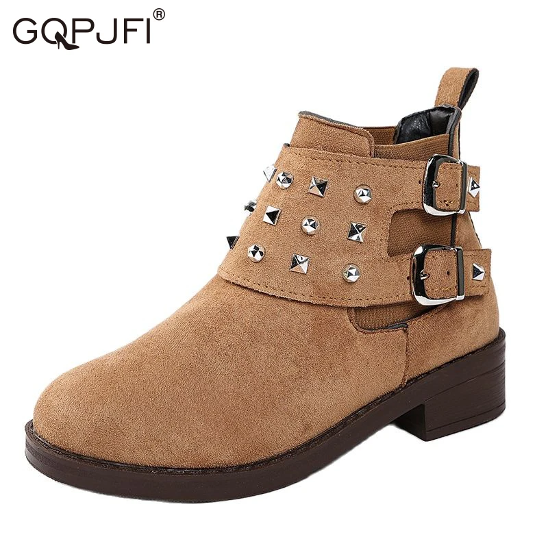 Women Shoes Boots Ankle Autumn Retro Style Cow Suede Round Head Thick Heel Rivet Decoration Belt Buckle Ladies Short Martin Boot
Women Shoes Boots Ankle Autumn Retro Style Cow Suede Round Head Thick Heel Rivet Decoration Belt Buckle Ladies Short Martin Boot