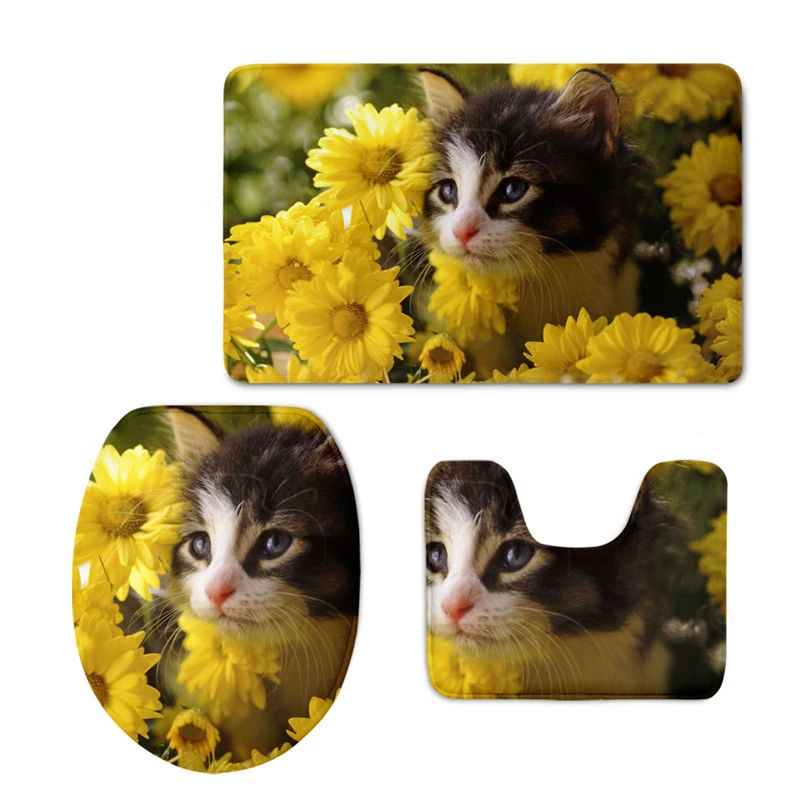 Kawaii Cat with Sunflower Printed 3pcs/Set Decorative Bathroom Accessories Toilet Seat Covers Bath Rugs Toilet Lid Pad Non-Slip
Kawaii Cat with Sunflower Printed 3pcs/Set Decorative Bathroom Accessories Toilet Seat Covers Bath Rugs Toilet Lid Pad Non-Slip