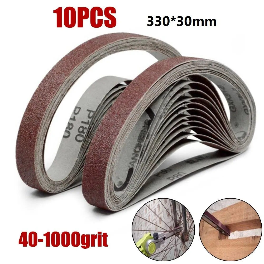 10Pcs/Set 330*30mm Sanding Belts 100-240 Grits Sandpaper Abrasive Bands For Belt Sander Abrasive Tool Wood Soft Metal Polishing
10Pcs/Set 330*30mm Sanding Belts 100-240 Grits Sandpaper Abrasive Bands For Belt Sander Abrasive Tool Wood Soft Metal Polishing