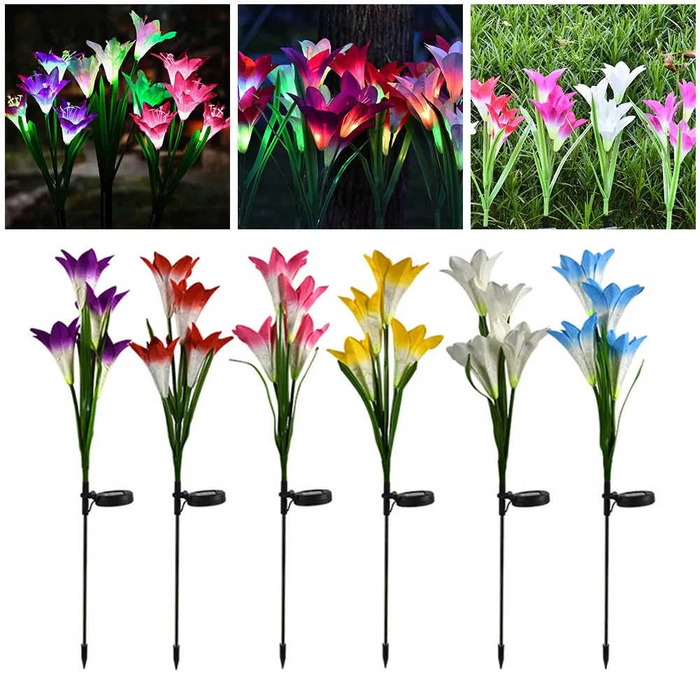 6 Colors 4 LED Solar Power Simulation Lily Flower Stake Lights Outdoor Patio Garden Path Luminous Lamps Home Decor
6 Colors 4 LED Solar Power Simulation Lily Flower Stake Lights Outdoor Patio Garden Path Luminous Lamps Home Decor