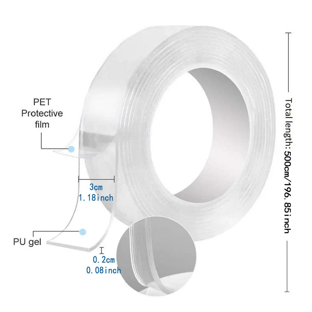 Nano Tape Acrylic Double Sided Tape Adhesive Streak Free Washable Strong Adsorption for Wall Carpet Photo Fixing Garden 2mm
Nano Tape Acrylic Double Sided Tape Adhesive Streak Free Washable Strong Adsorption for Wall Carpet Photo Fixing Garden 2mm