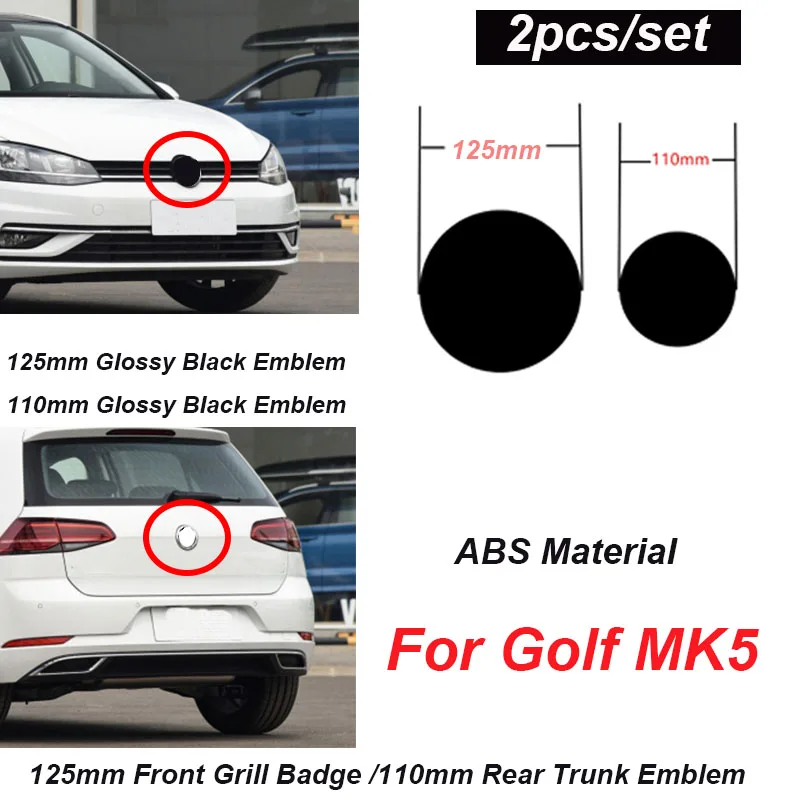 Hot Selling 2x125mm 110mm ABS Car Front Head Hood Bonnet or Rear Tail Bumper Trunk Boot Mark Badge Emblem for Golf MK5
Hot Selling 2x125mm 110mm ABS Car Front Head Hood Bonnet or Rear Tail Bumper Trunk Boot Mark Badge Emblem for Golf MK5