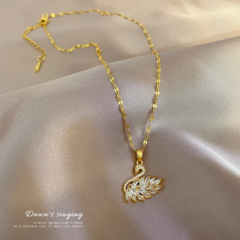Swan Titanium Steel Clavicle Chain for Women Gold Necklace Korean Fashion Jewelry Student Personality Full Zircon Neck Pendant
Swan Titanium Steel Clavicle Chain for Women Gold Necklace Korean Fashion Jewelry Student Personality Full Zircon Neck Pendant