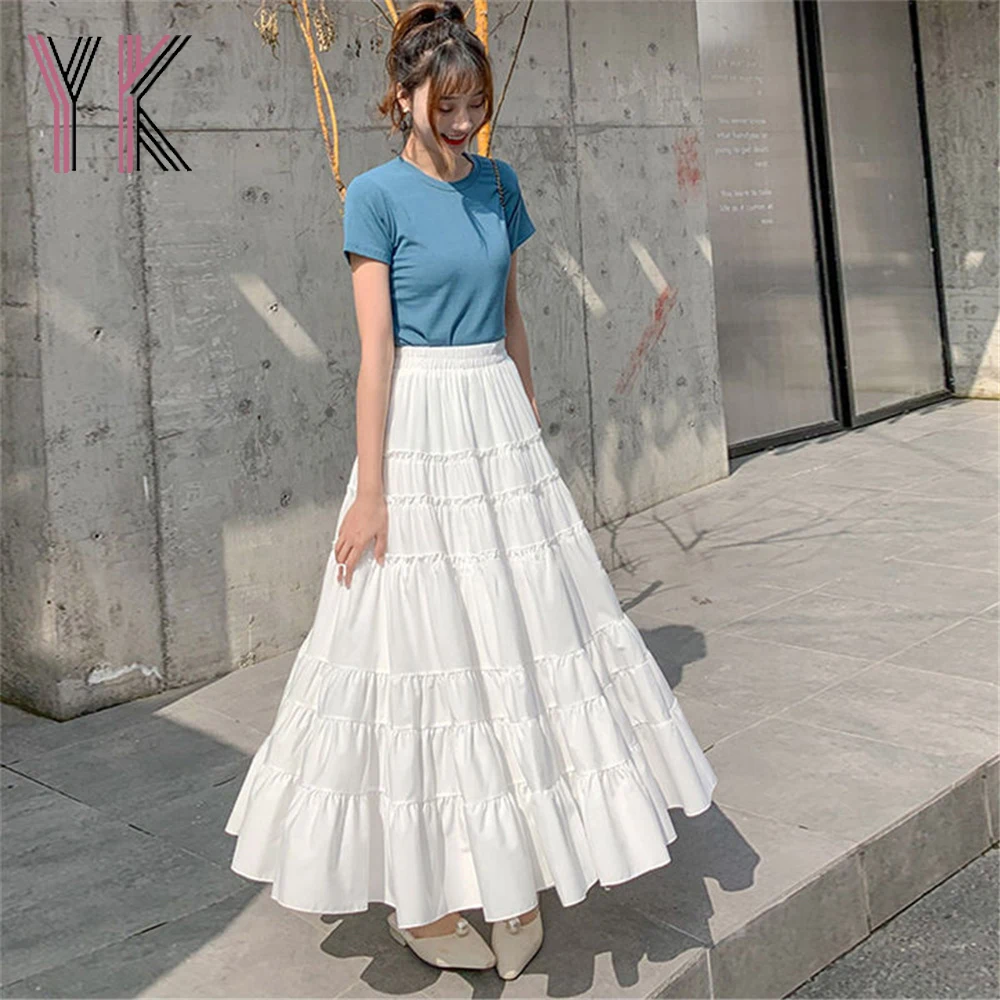 Big Swing Agaric Lace Trimmed Stitching Elastic High Waist White Long Skirt Black Women Midi Skirt Sweet Elegant Streetwear Saia
Big Swing Agaric Lace Trimmed Stitching Elastic High Waist White Long Skirt Black Women Midi Skirt Sweet Elegant Streetwear Saia