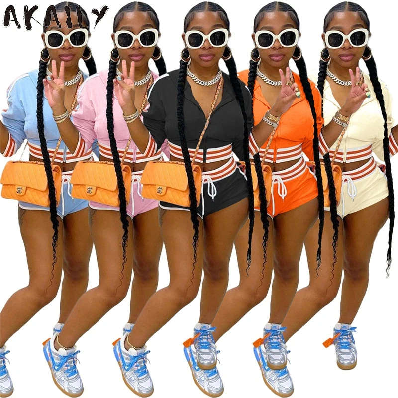 Akaily Summer Streetwear Striped 2 Two Piece Sets Womens Outfits Black Bike Shorts Sets Female HoodedCrop Top Skinny Shorts Sets
Akaily Summer Streetwear Striped 2 Two Piece Sets Womens Outfits Black Bike Shorts Sets Female HoodedCrop Top Skinny Shorts Sets