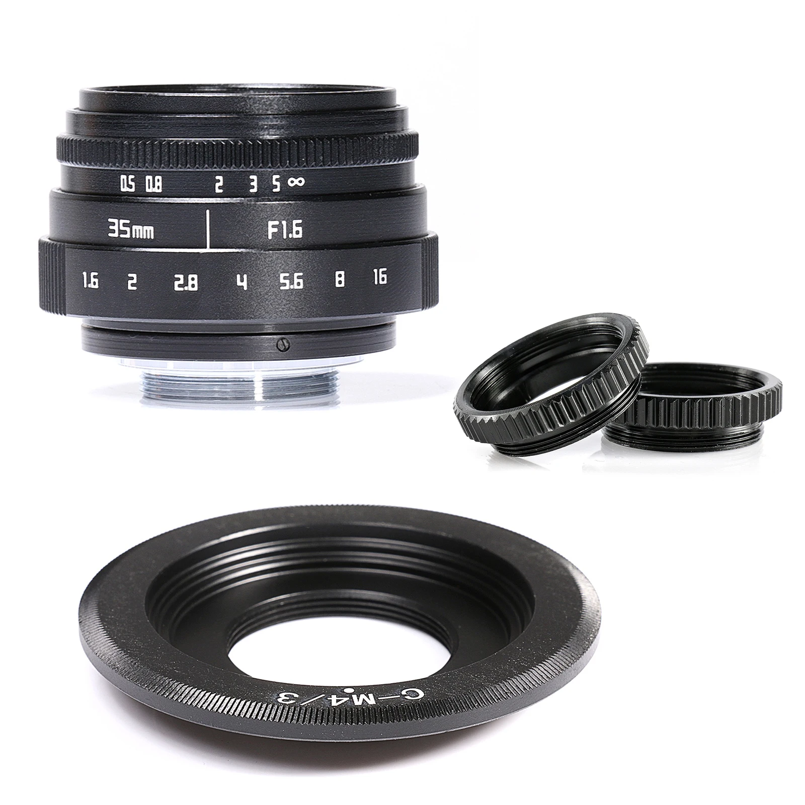 Серебряный Мини 35 мм f/1 6 APS-C объектив CCTV + переходное кольцо 2 макрокольца для