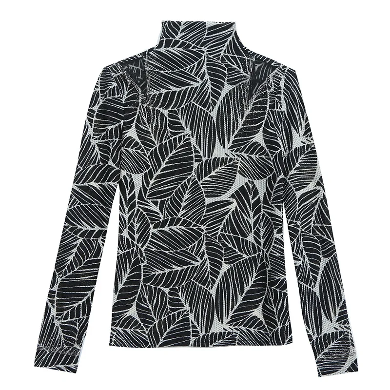 Leopard Leaves Print Women's Streetwear Turtleneck Tops and Blouses Long Sleeve T Shirt Spring Mesh Patchwork Blouse Top Clothes
Leopard Leaves Print Women's Streetwear Turtleneck Tops and Blouses Long Sleeve T Shirt Spring Mesh Patchwork Blouse Top Clothes