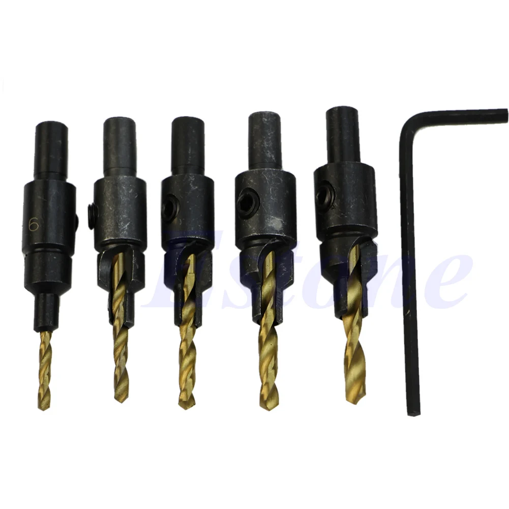 #6 #8 #10 #12 #14 Countersink Drill Bit Set Woodworking Counter Bore Screw 5Pcs
#6 #8 #10 #12 #14 Countersink Drill Bit Set Woodworking Counter Bore Screw 5Pcs