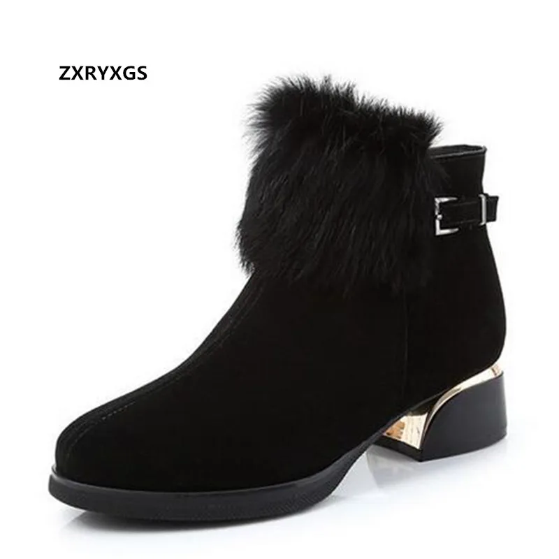 ZXRYXGS Classic Frosted Sheepskin Rabbit Fur Decoration Fashion Boots Women Boots Large Size New Autumn Winter Shoes Ankle Boots
ZXRYXGS Classic Frosted Sheepskin Rabbit Fur Decoration Fashion Boots Women Boots Large Size New Autumn Winter Shoes Ankle Boots