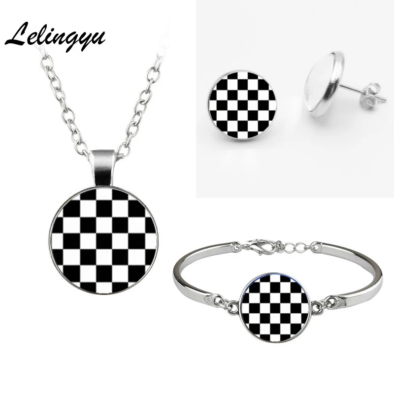 Jewelry Set Necklace earring bracelet brand new design black and white chessboard earnails hand made glass round jewelry gift
Jewelry Set Necklace earring bracelet brand new design black and white chessboard earnails hand made glass round jewelry gift