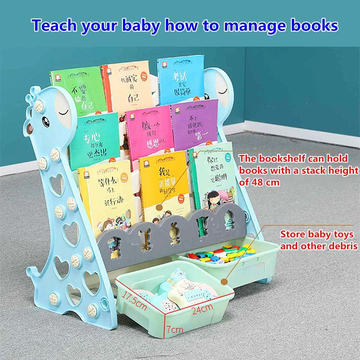 Children's cartoon bookshelf, storage rack with 2 storage boxes, stationery, kindergarten toys, 3 / 4 floors
Children's cartoon bookshelf, storage rack with 2 storage boxes, stationery, kindergarten toys, 3 / 4 floors