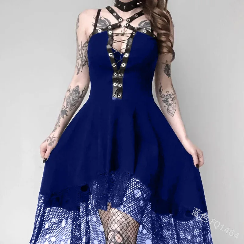 Mandylandy Dress Sexy Bandage Spaghetti Strap V-Neck Backless Irregular Dress Women's Solid Color Slim Lace Mesh Patchwork Dress
Mandylandy Dress Sexy Bandage Spaghetti Strap V-Neck Backless Irregular Dress Women's Solid Color Slim Lace Mesh Patchwork Dress